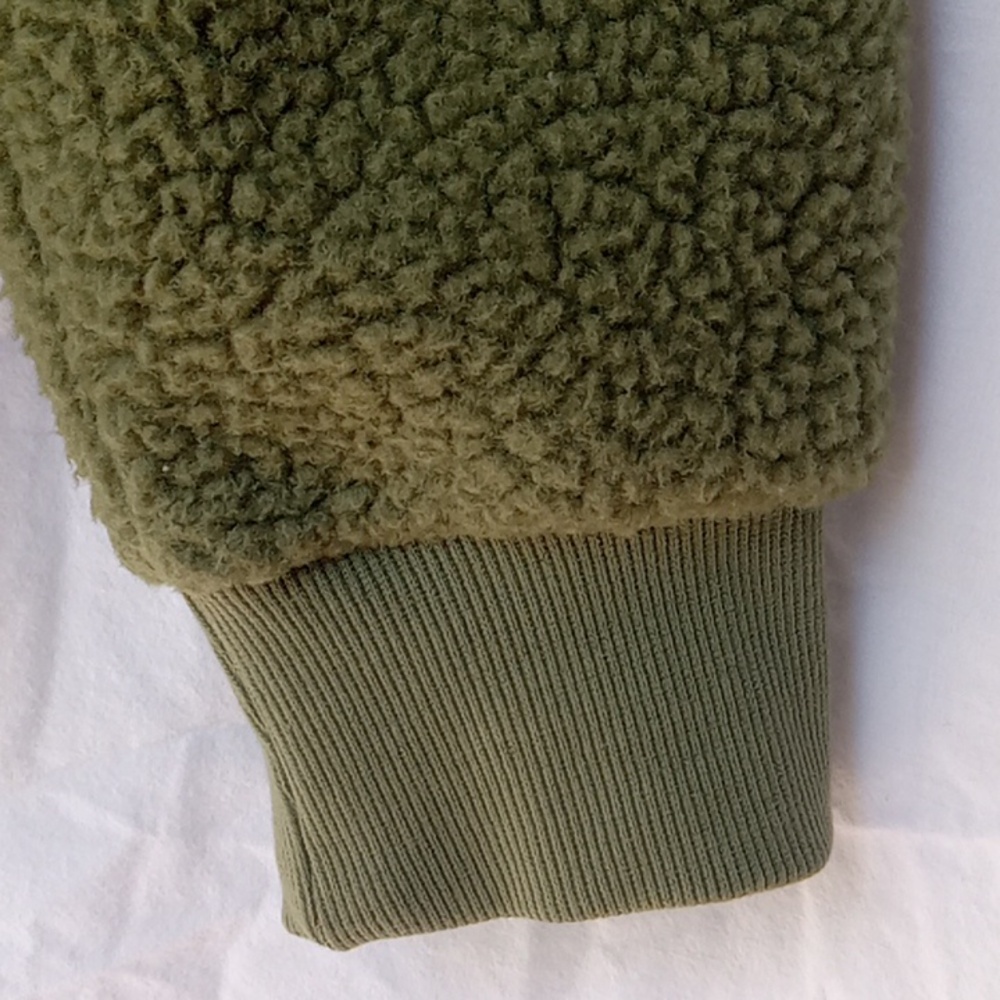 ZYIA Active Flying V Fleece Teddy Bomber Jacket Size S Army Green - Picture 6 of 10